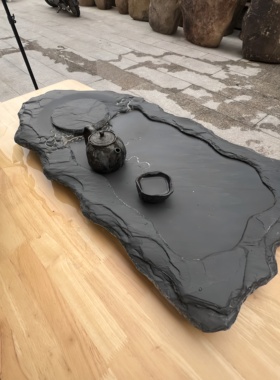 岩板茶盘岩石餐盘黑色石板盘日式料理寿司盘餐具西餐牛排石头托盘