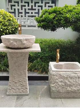 庭院花园户外洗手盆立柱盆自然立柱艺术盆洗脸盆洗厂家大理石盆