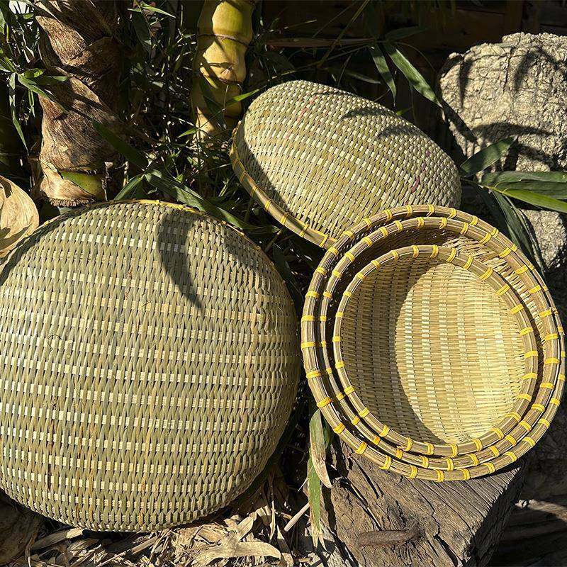 竹编簸箕馒头收纳筐竹制品水果篮家用洗菜沥水篮圆形淘米筐面包篮,淘宝优惠券,粉丝福利购,淘宝优惠卷
