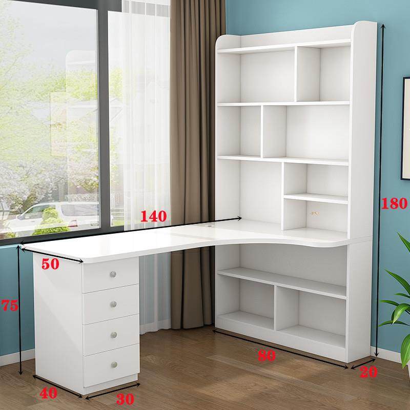 简约实木转角书桌书架组合家用电脑桌台式书桌书柜一体卧室写字桌,淘宝优惠券,粉丝福利购,淘宝优惠卷