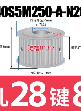 40S5M250-A同步带轮 槽宽27 AF型 皮带轮齿轮滑轮S5M40齿同步轮