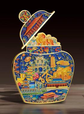 爆款南京博物院小粉炉金属冰箱贴 城市景区纪念文创合金冰箱