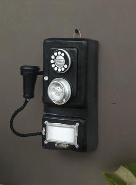 酒吧风格 老式复古做旧工艺摆件 壁挂式电话机模型