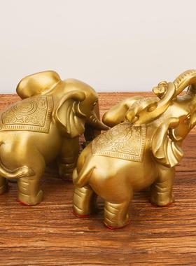 铜大象摆件黄铜财富大象吸水象 铜大象摆件一对