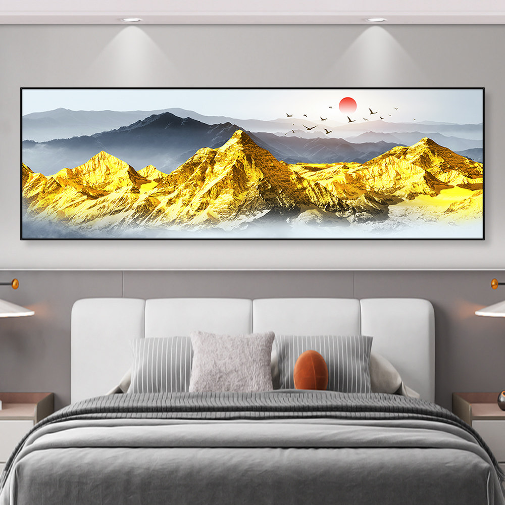 卧室床头装饰画自粘墙画客厅沙发背靠金山背景墙壁画贴纸挂画墙贴