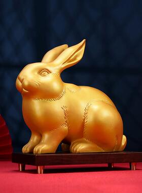铜兔子摆件玉兔呈祥宠物兔新年生肖兔吉祥物生日礼品家居装饰品