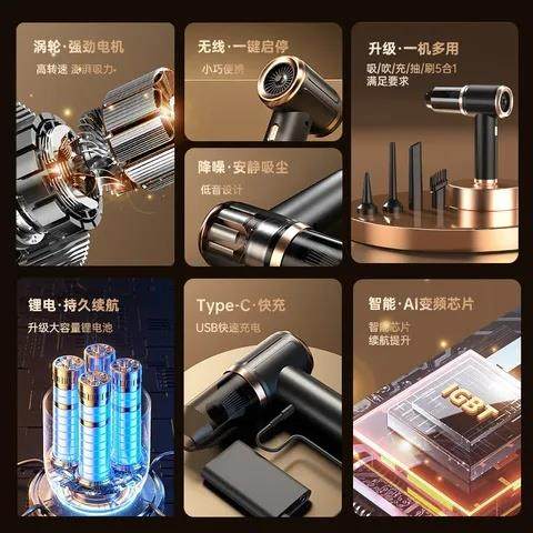 吸尘器大吸力家用便携式迷你长续航无线车载除螨仪吹气手持强吸力 - 图1