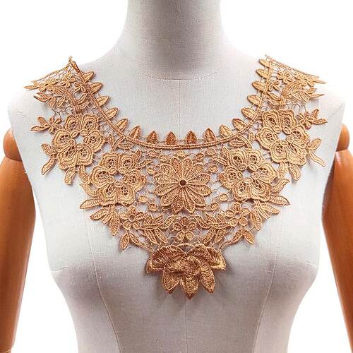 水溶蕾丝衣领立体镂空绣花胸花涤光丝刺绣领花涤纶假领子-图2