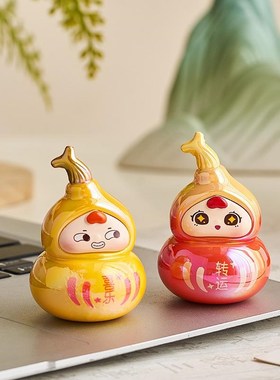 中国风可爱创意福禄葫芦桌面摆件办公室工位装饰品生日礼物送闺蜜