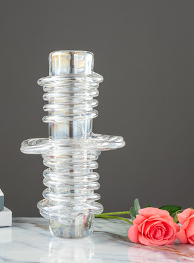 轻奢透明玻璃插花花瓶子花器北欧简约客厅电视柜玄关茶几创意摆件