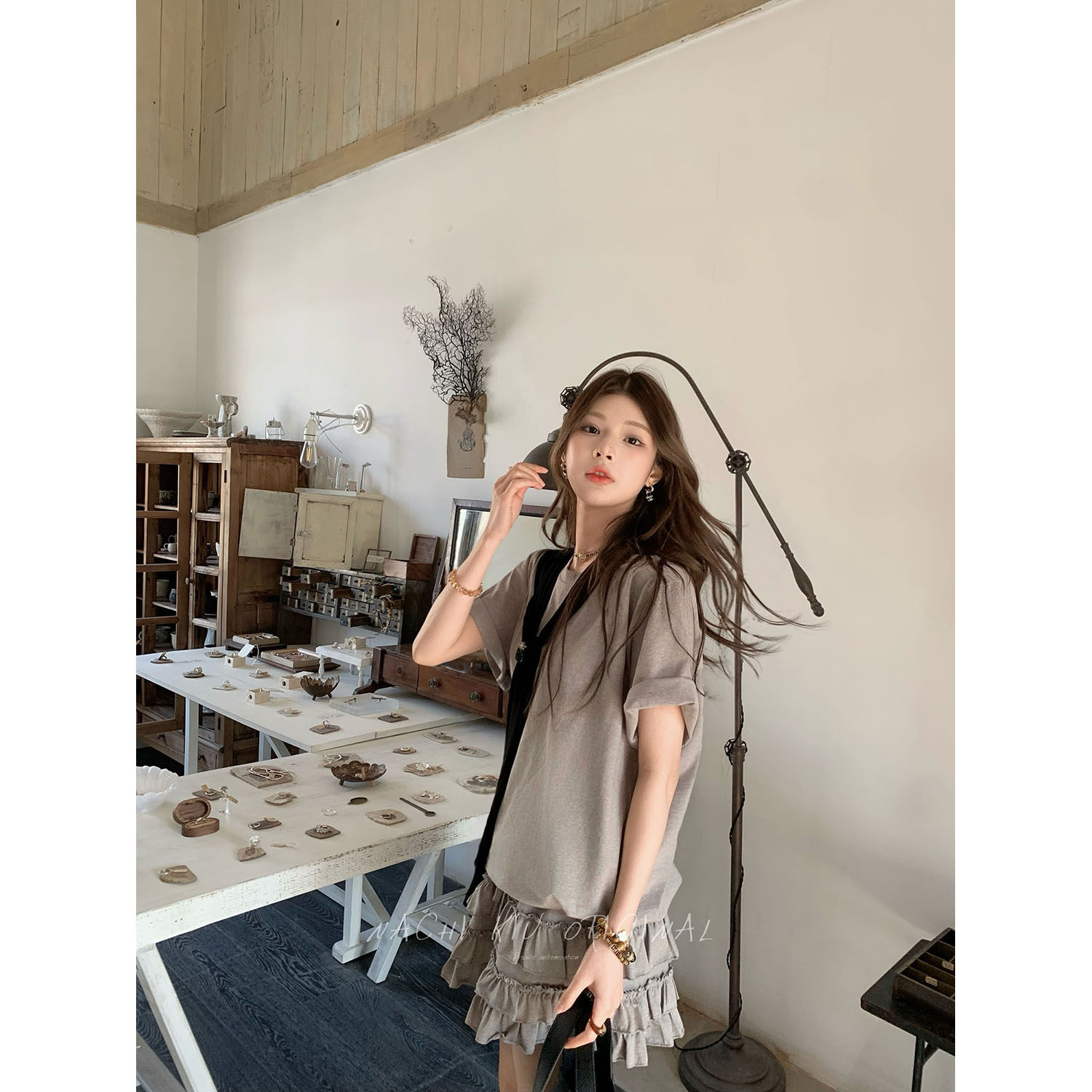 秋梨只 preference懒人灰色纯棉卫衣套装裙装长/短袖T恤两件套女,淘宝优惠券,粉丝福利购,淘宝优惠卷