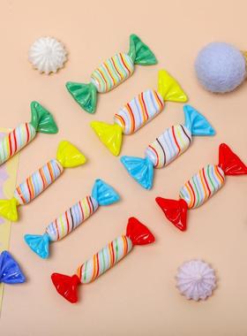 新款创意彩色条纹糖果玻璃工艺品摆件家居办公桌面摆饰汽车装饰品