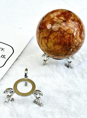 水晶球蛋雕金属几何底座摆件工艺品托带简约精美支架欧式风格