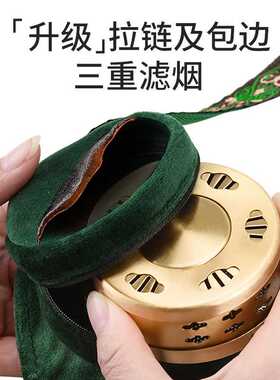 镂空布套铜艾灸盒套装单联两联三联四联六联可拆洗便携家用 价