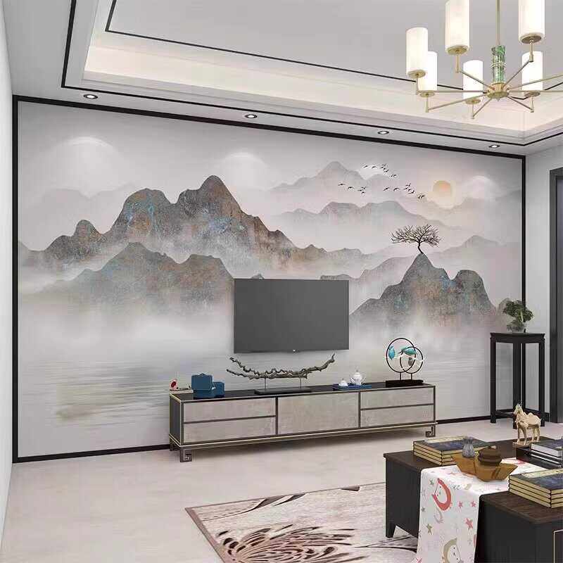 3d新中式水墨山水客厅沙发电视背景墙装饰集成墙板竹木纤维护墙板,淘宝优惠券,粉丝福利购,淘宝优惠卷