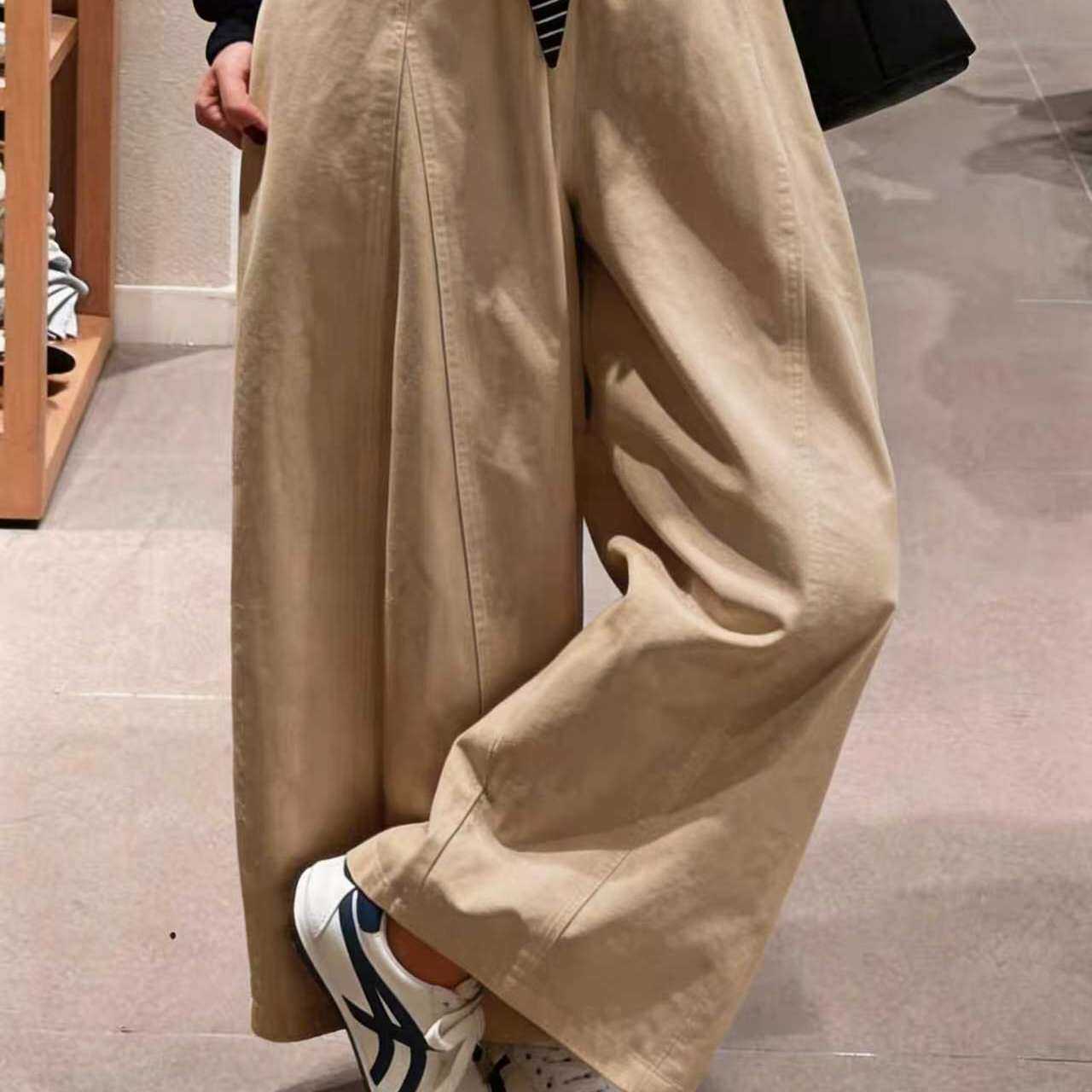 休闲风弯刀阔腿裤女夏季款大码高腰遮胯垂坠感宽松气球裤AK