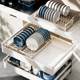 Stainless steel dish storage rack kitchen storage rack drawer built-in platter drain bowl rack cabinet partition pull basket