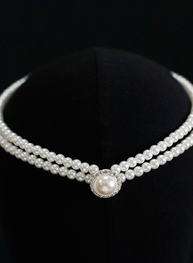 复古优雅珍珠项链赫本风气质百搭法式锁骨链旗袍礼服配饰女赫本风