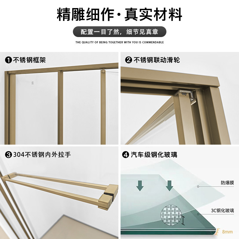 Simple bathroom partition L-shaped shower room square explosion-proof glass partition small apartment bathroom partition customization