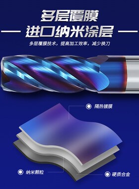 65度钨钢圆鼻铣刀4刃硬质合金R角牛鼻刀具不锈钢专用cnc数控立铣