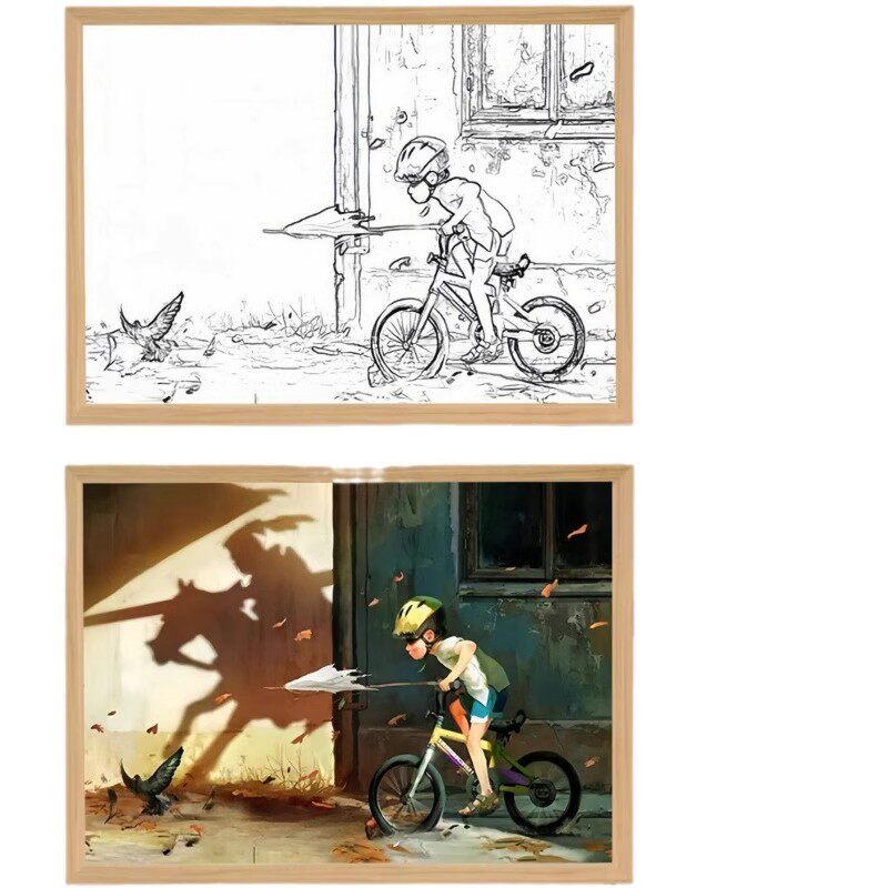 抖音同款以梦为马灯光画少年英雄发光画ins装饰摆件ins床头小夜灯