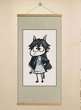 明日方舟阿达希尔新款明日方舟终末地火柴人抽象实木挂画装饰画