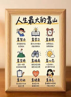 【人生的靠山】励志激励孩子自律书房玄关客厅卧室桌面装饰画摆件