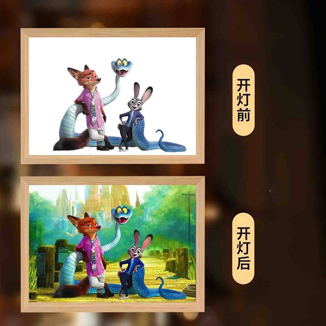 朱迪和尼克卡通狐狸兔子灯光画创意装饰台灯卧室床头灯温馨氛围灯,淘宝优惠券,粉丝福利购,淘宝优惠卷