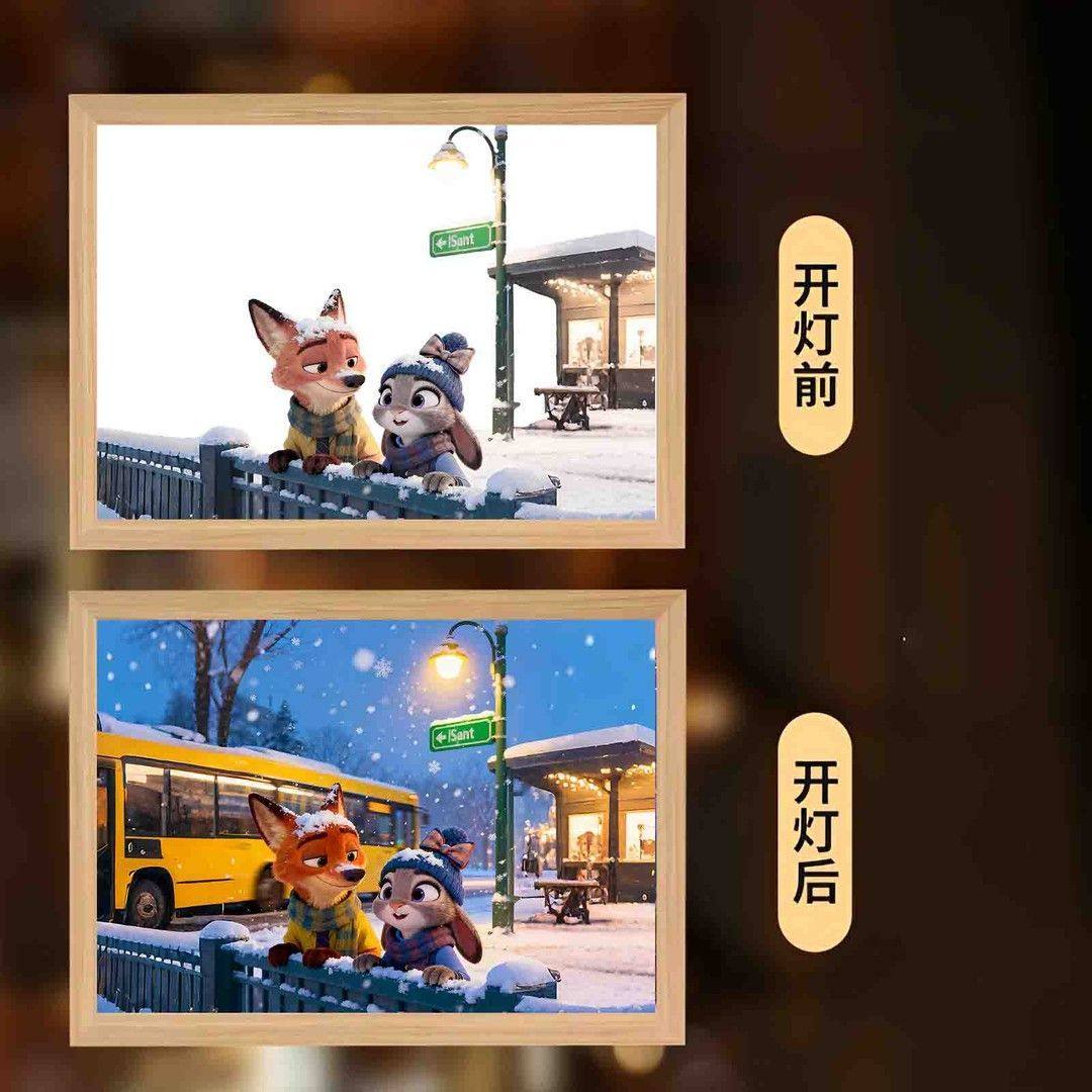 朱迪和尼克卡通狐狸兔子灯光画创意装饰台灯卧室床头灯温馨氛围灯,淘宝优惠券,粉丝福利购,淘宝优惠卷