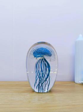 创意手工制品玻璃夜光水母夜光球摆件小礼品艺术家系列水晶摆件