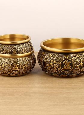 实心铜聚宝盆摆件金钱聚宝盆元宝聚宝盆铜碗家居摆设供奉开业礼品