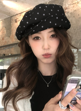 【猫仔kitten】波点贝雷帽八角帽遮阳透气鸭舌帽春夏新款画家帽子