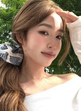 【猫仔kitten】韩国东大门方巾大肠发圈女网红时尚格子后脑勺头饰