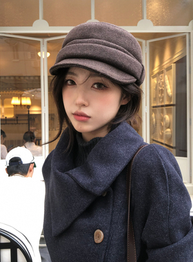 【猫仔kitten】圆顶休闲弯檐韩版帽子女2026年冬季保暖秋冬卷边