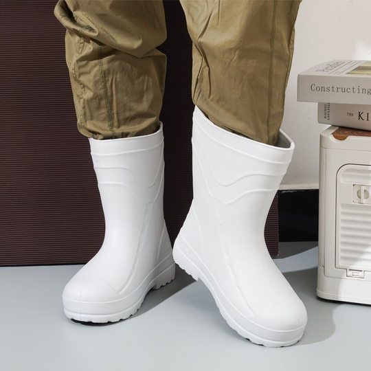 Новые сапоги для гигиены пищевых продуктов, резиновые сапоги из этиленвинилацетата, обувь для воды, нескользящая кухонная обувь средней и высокой трубы, водонепроницаемая и маслостойкая для шеф-повара, специальная работа.