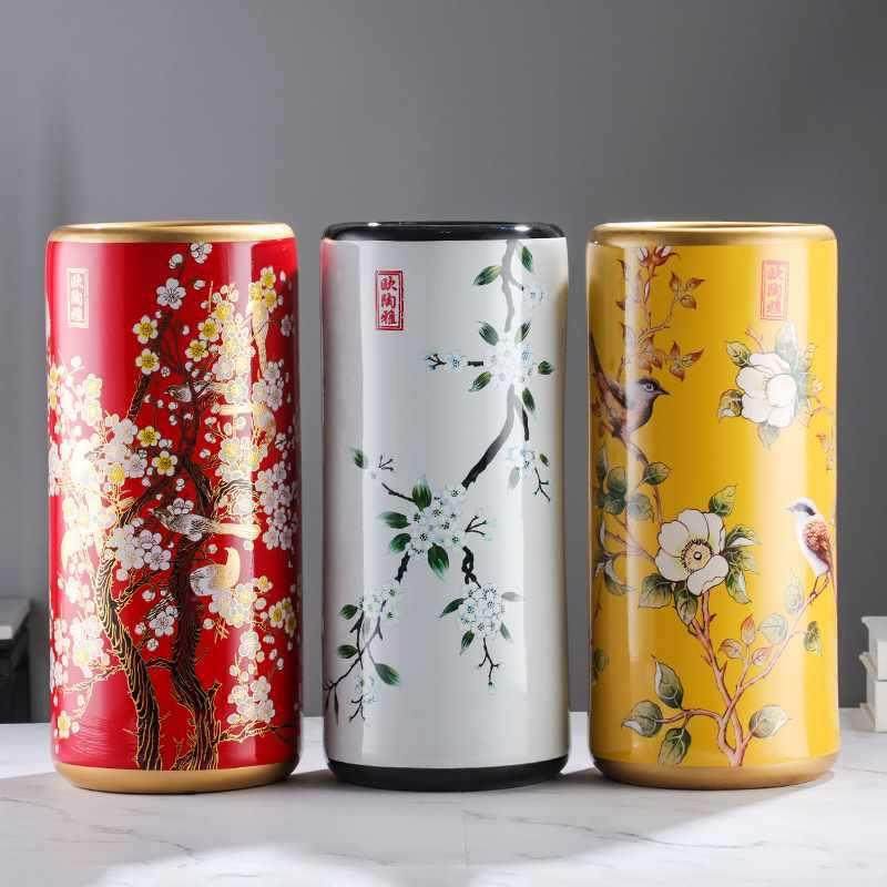 美式陶瓷落地花桶干花插花收纳桶客厅轻奢复古装饰花插花瓶摆件,淘宝优惠券,粉丝福利购,淘宝优惠卷