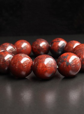 天然桂林鸡血玉石19*19mm12颗127g手链上朗料黑底红手串男士手链