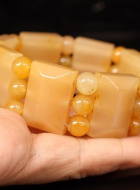 天然桂林鸡血玉石25*18*9mm8颗 圆珠24颗82g手链田湾料男士手链