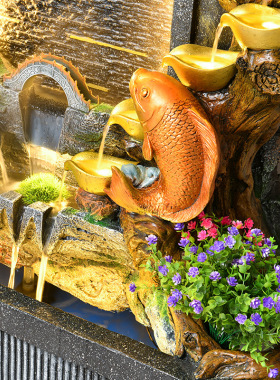 大型落地假山流水摆件客厅水幕墙装饰店铺开业布置乔迁新居礼品