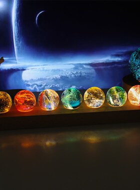 水晶球摆件七彩发光琉璃龙珠夜灯玻璃球创意桌面招财装饰生日礼物
