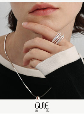 瑰意叠戴925银开口戒指2025新款时尚爆款高级感小众设计感指环