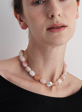 瑰意天然水晶项链S925纯银小众轻奢设计简约粉摩根项链高级感ins