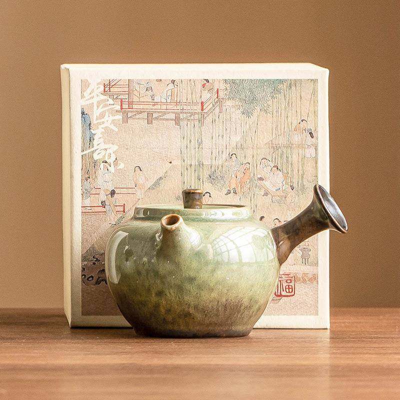 窑变侧把壶碧绿星空侧耳倾听壶手作复古茶壶防烫小号过滤泡茶单壶,淘宝优惠券,粉丝福利购,淘宝优惠卷