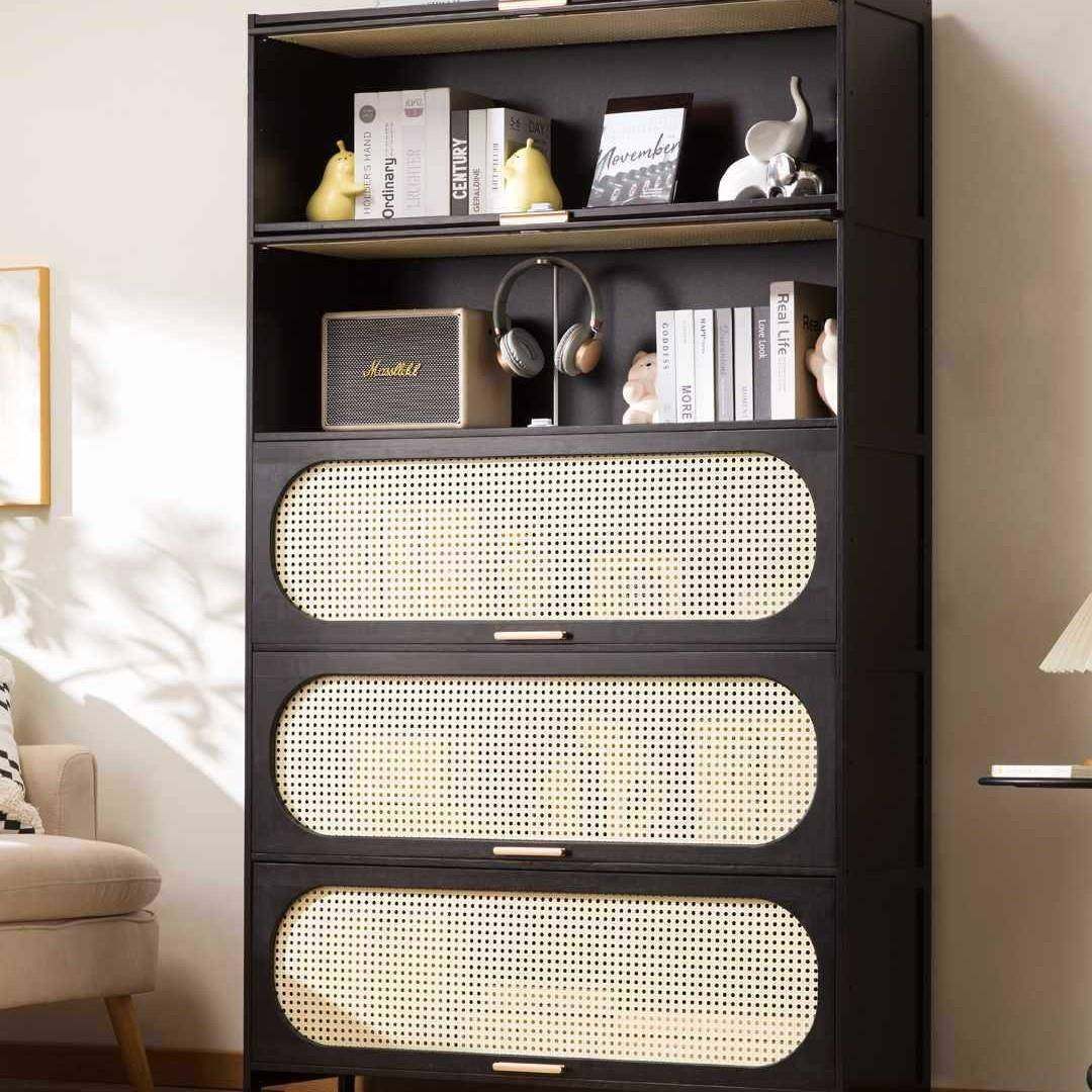 卧室客厅黑色中古风五斗柜收纳柜子储物柜书柜玄关柜窄高立柜多层,淘宝优惠券,粉丝福利购,淘宝优惠卷