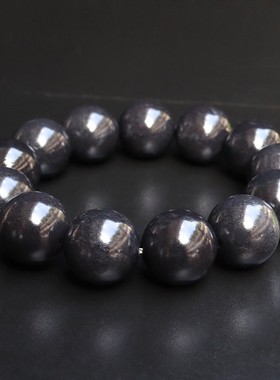 天然桂林鸡血玉石手链上朗料黑色手串男士18*18mm13颗107g手链