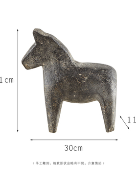新中式样板房售楼处天然石材摆件家居书房软装饰品青石雕刻小石马