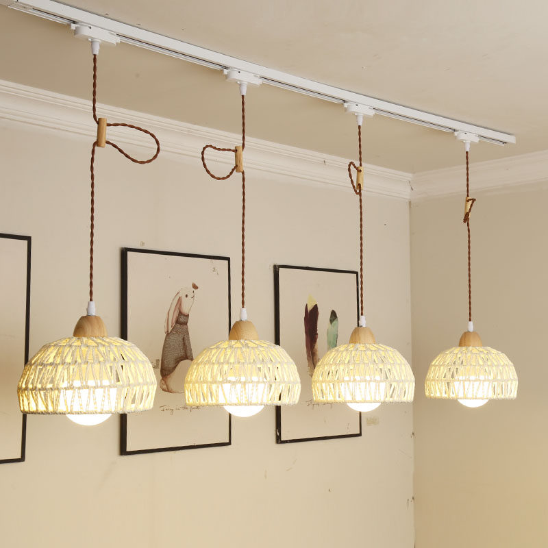 日式藤艺吊线可移动轨道灯复古民宿餐厅灯补光商店吧台橱窗导轨灯,淘宝优惠券,粉丝福利购,淘宝优惠卷