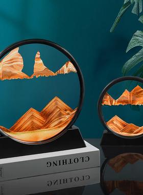 圆形立体流沙画客厅摆件3d动态艺术意家居工艺生日礼品大号流沙画