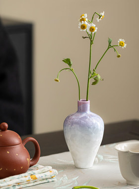 窑变结晶釉水滴瓶陶瓷冰花花器水培瓶家居客厅干花花插摆件装饰品