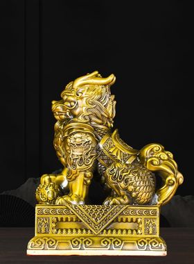 室内铜麒麟摆件一对八卦麒麟客厅玄关办公室高档装饰品